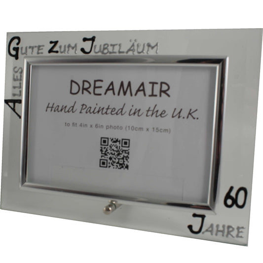 60 Jahre Alles Gute Zum Jubilí_um Fotorahmen Landschaft - 60th Wedding Anniversary Land Frame (Blk/Sil)