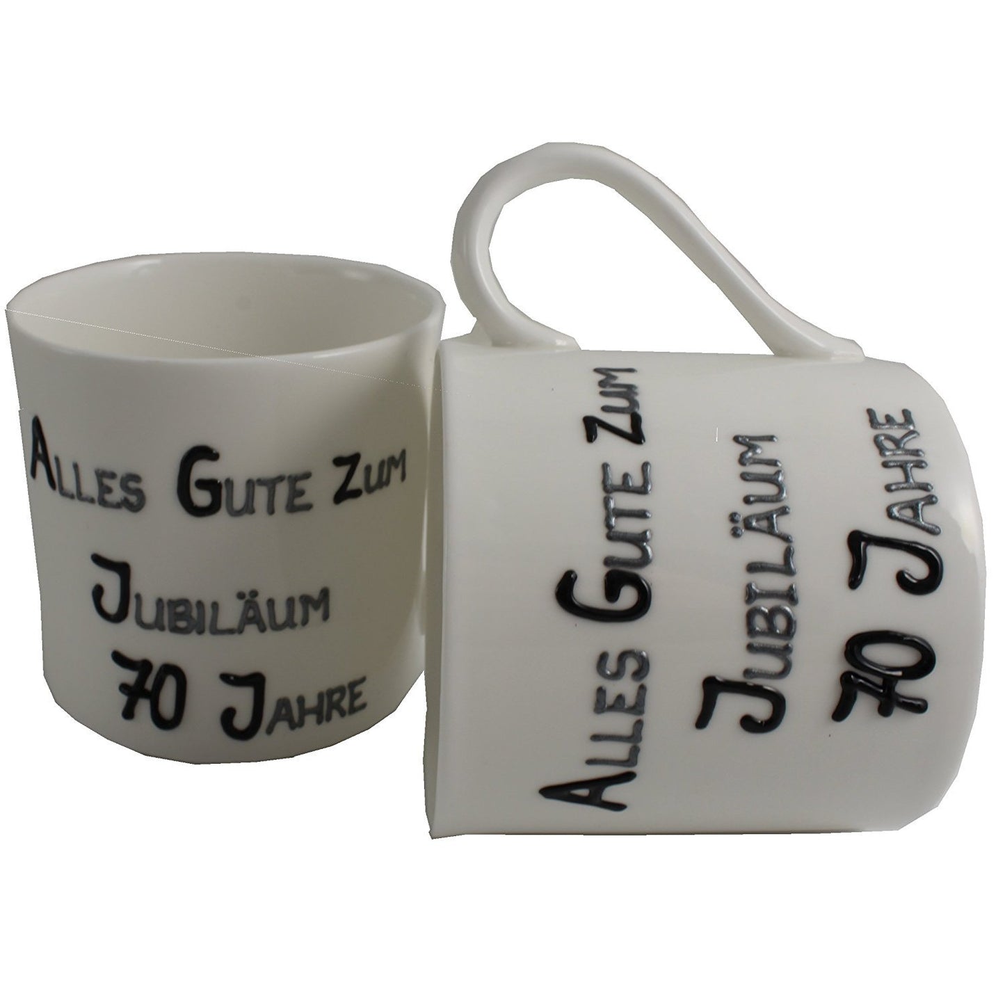 70 Jahre Alles Gute Zum Jubilí_um Paar Feines Bone China Becher - 70th Wedding Anniversary Fine Bone China Mugs (Blk/Sil)