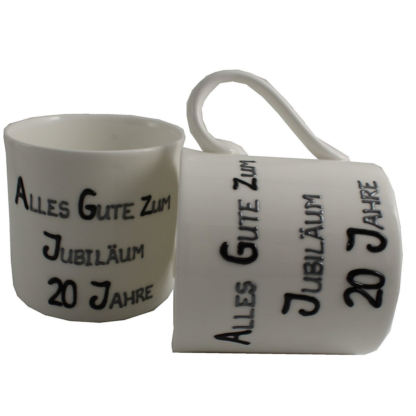 20 Jahre Alles Gute Zum Jubilí_um Paar Feines Bone China Becher - 20th Wedding Anniversary Fine Bone China Mugs (Blk/Sil)