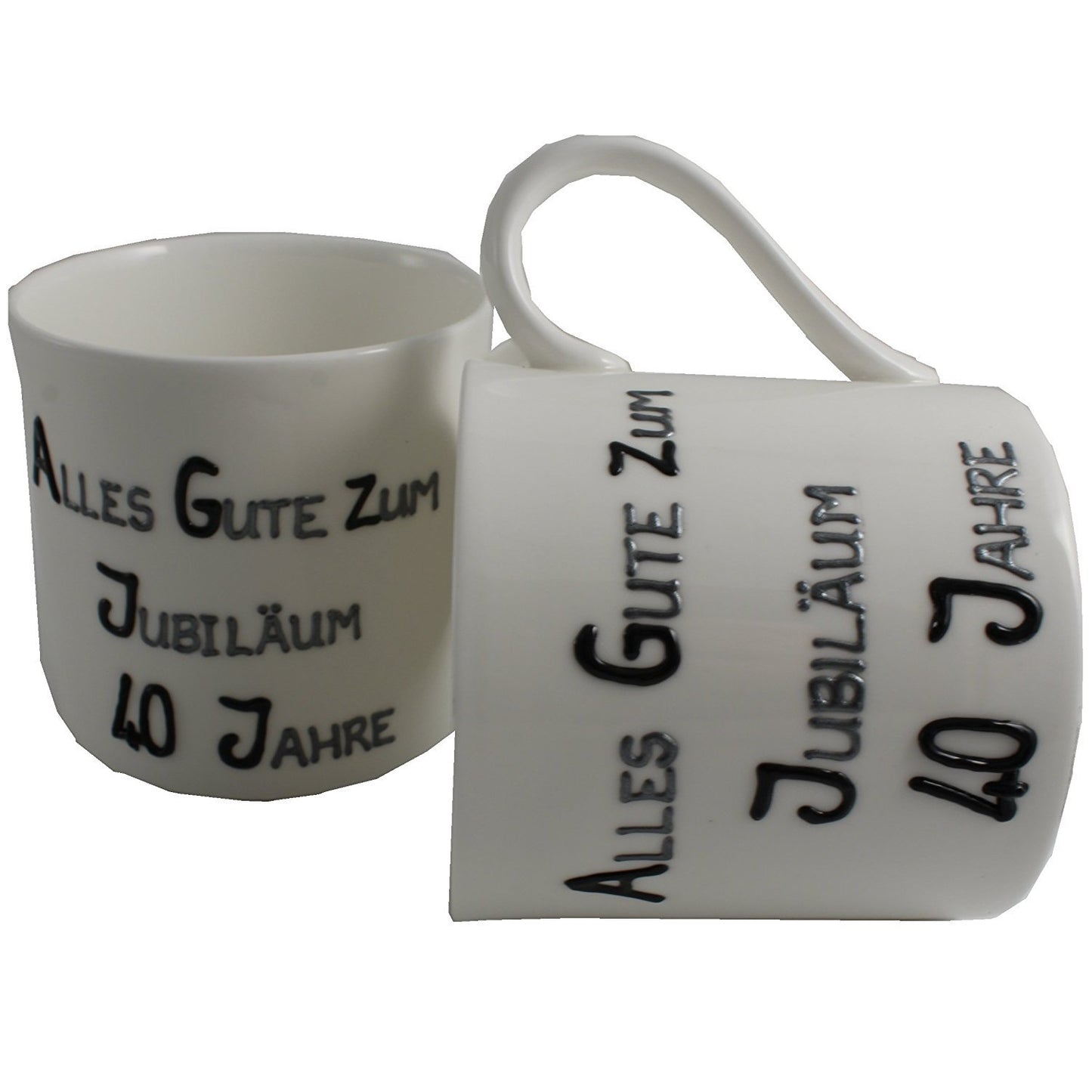 40 Jahre Alles Gute Zum Jubilí_um Paar Feines Bone China Becher - 40th Wedding Anniversary Fine Bone China Mugs (Blk/Sil)