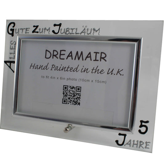 5 Jahre Alles Gute Zum Jubilí_um Fotorahmen Landschaft - 5th Wedding Anniversary Land Frame (Blk/Sil)