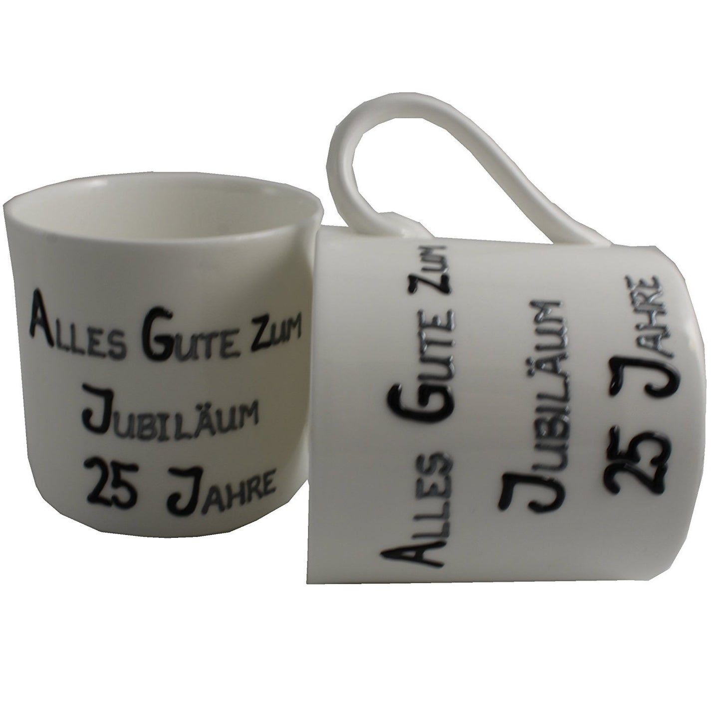25 Jahre Alles Gute Zum Jubilí_um Paar Feines Bone China Becher - 25th Wedding Anniversary Fine Bone China Mugs (Blk/Sil)