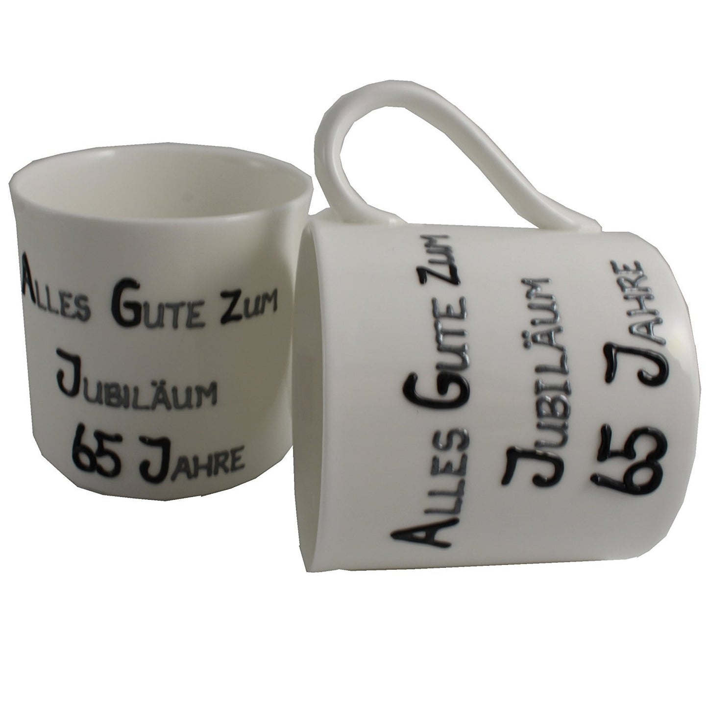 65 Jahre Alles Gute Zum Jubilí_um Paar Feines Bone China Becher - 65th Wedding Anniversary Fine Bone China Mugs (Blk/Sil)