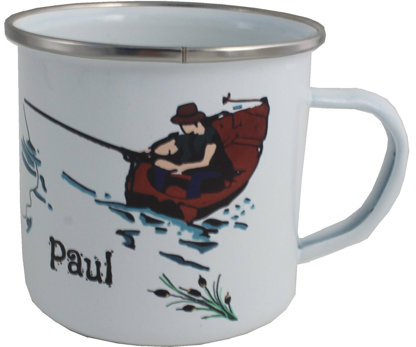 Personalised Fishing Gift Enamel Mug
