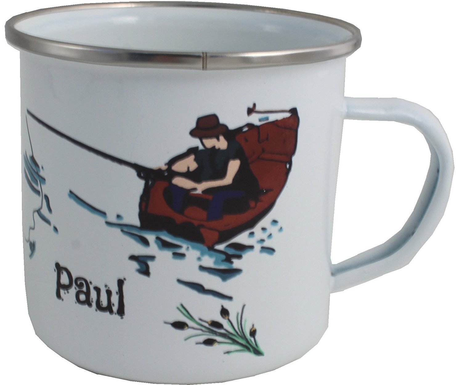 Personalised Fishing Gift Enamel Mug