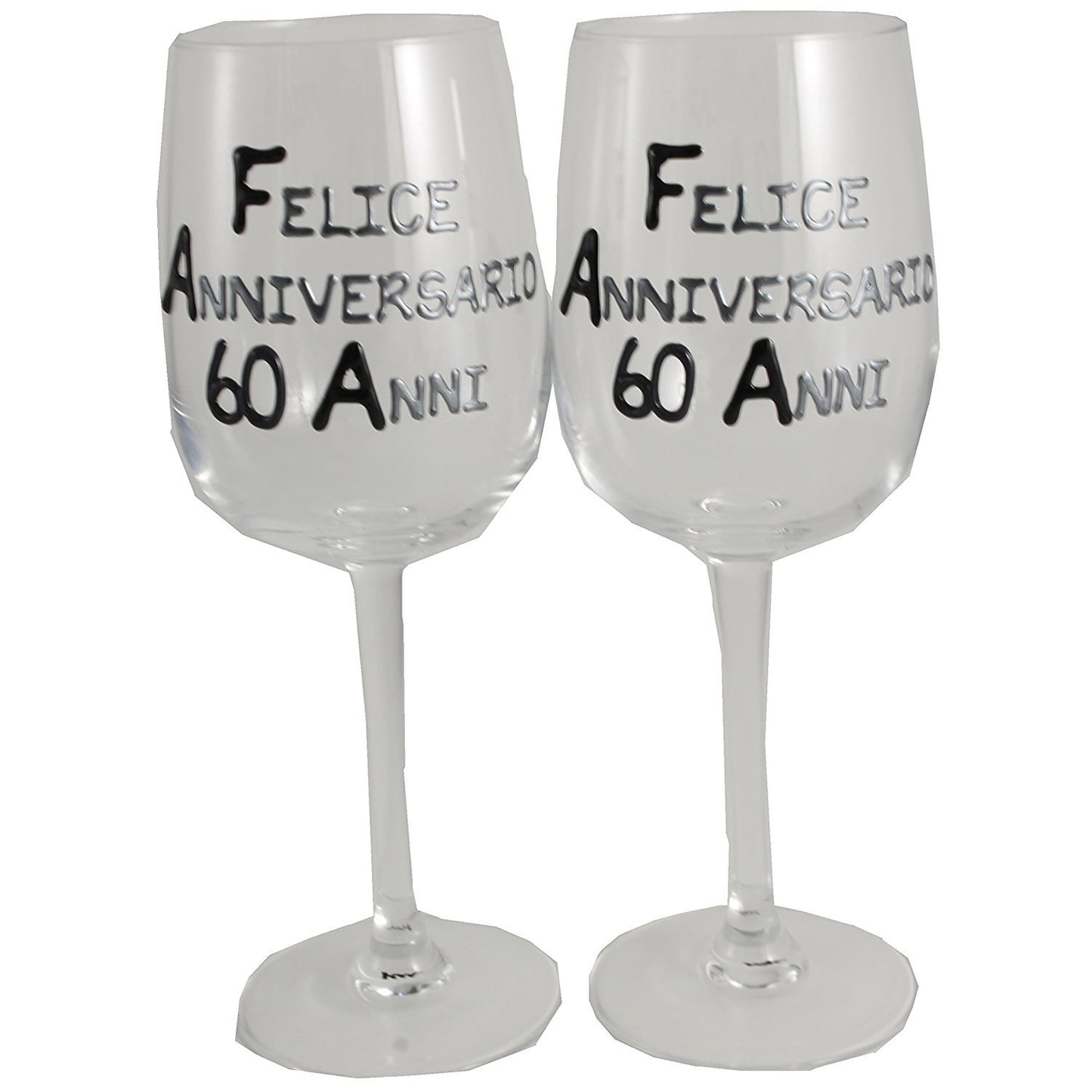 Coppia di bicchieri da vino 60ŒÁ Anniversario - 60th Anniversary Pair of Wine Glasses (Blk/Sil)