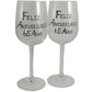 Un par de Copas de Vino Feliz Aniversario 65 Aí±os - 65th Wedding Anniversary Pair of Wine Glasses (Blk/Sil)