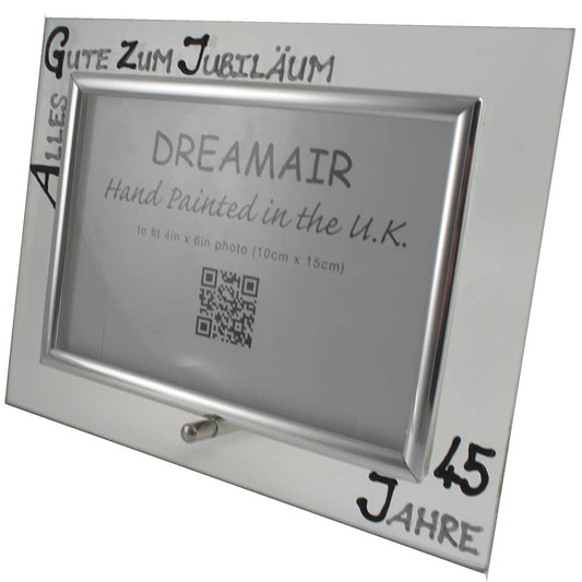 45 Jahre Alles Gute Zum Jubilí_um Fotorahmen Landschaft - 45th Wedding Anniversary Land Frame (Blk/Sil)