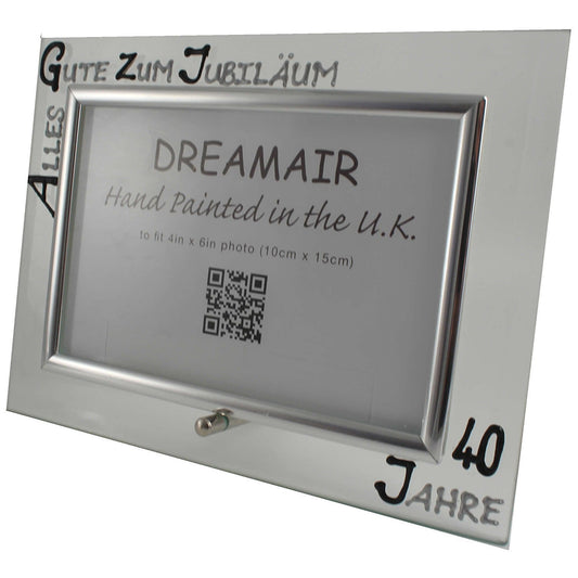 40 Jahre Alles Gute Zum Jubilí_um Fotorahmen Landschaft - 40th Wedding Anniversary Land Frame (Blk/Sil)