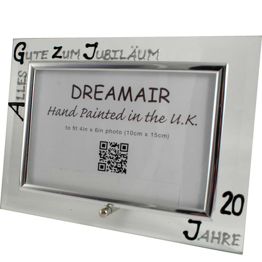 20 Jahre Alles Gute Zum Jubilí_um Fotorahmen Landschaft - 20th Wedding Anniversary Land Frame (Blk/Sil)