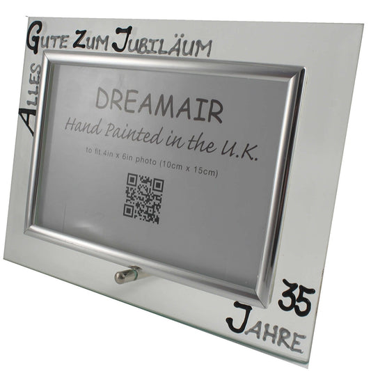 35 Jahre Alles Gute Zum Jubilí_um Fotorahmen Landschaft - 35th Wedding Anniversary Land Frame (Blk/Sil)