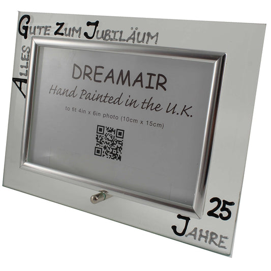 25 Jahre Alles Gute Zum Jubilí_um Fotorahmen Landschaft - 25th Wedding Anniversary Land Frame (Blk/Sil)