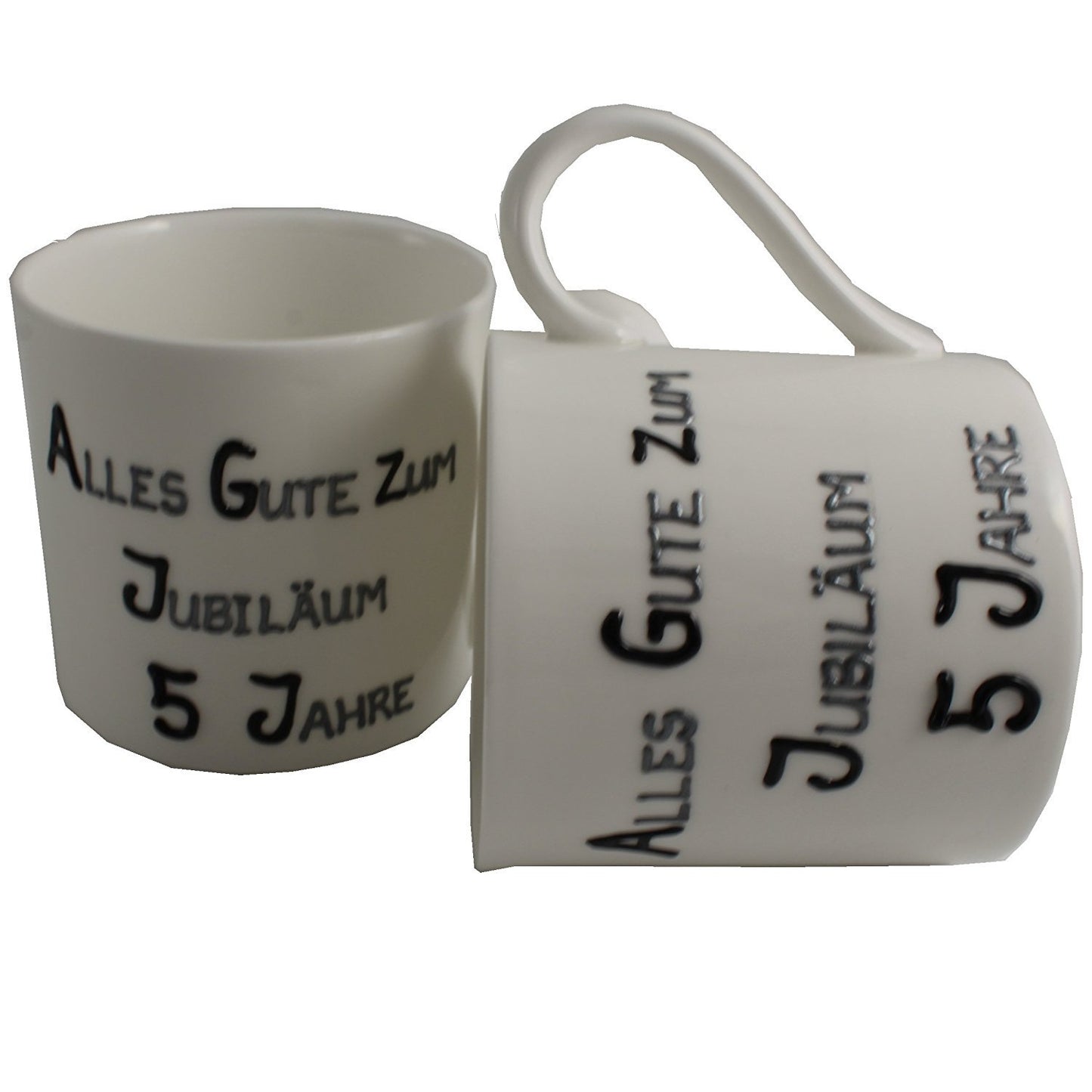 5 Jahre Alles Gute Zum Jubilí_um Paar Feines Bone China Becher - 5th Wedding Anniversary Fine Bone China Mugs (Blk/Sil)