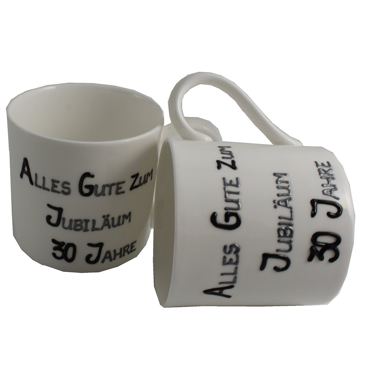 30 Jahre Alles Gute Zum Jubilí_um Paar Feines Bone China Becher - 30th Wedding Anniversary Fine Bone China Mugs (Blk/Sil)