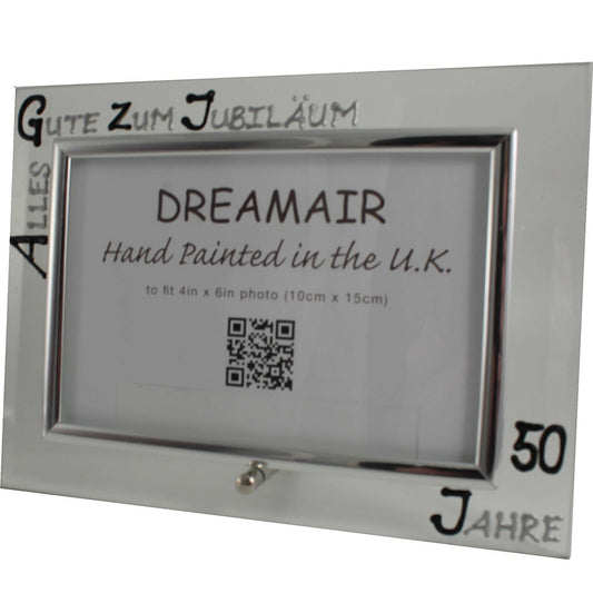50 Jahre Alles Gute Zum Jubilí_um Fotorahmen Landschaft - 50th Wedding Anniversary Land Frame (Blk/Sil)