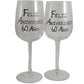 Un par de Copas de Vino Feliz Aniversario 60 Aí±os - 60th Wedding Anniversary Pair of Wine Glasses (Blk/Sil)