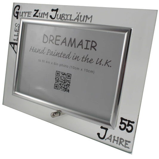 55 Jahre Alles Gute Zum Jubilí_um Fotorahmen Landschaft - 55th Wedding Anniversary Land Frame (Blk/Sil)