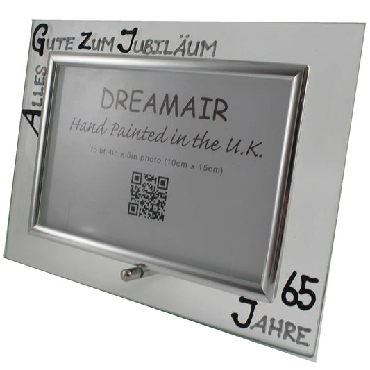 65 Jahre Alles Gute Zum Jubilí_um Fotorahmen Landschaft - 65th Wedding Anniversary Land Frame (Blk/Sil)