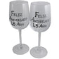 Un par de Copas de Vino Feliz Aniversario 45 Aí±os - 45th Wedding Anniversary Pair of Wine Glasses (Blk/Sil)