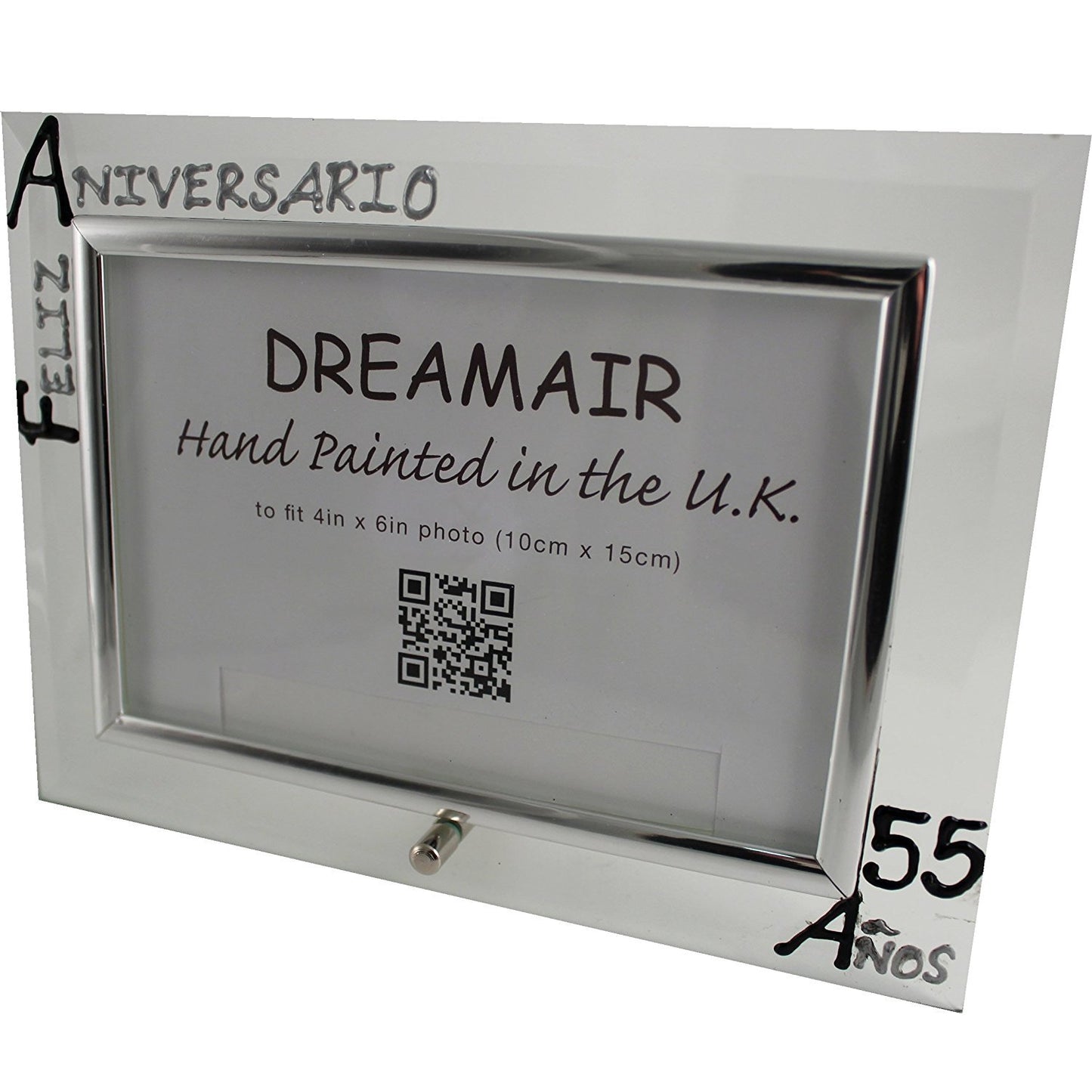 Marco de Foto de paisaje Feliz Aniversario 55 Aí±os - 55th Wedding Anniversary Photo Frame Land (Blk/Sil)