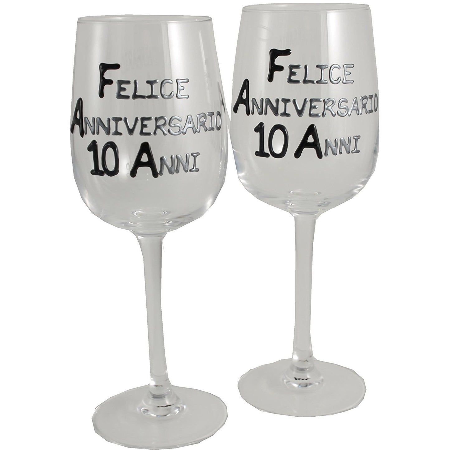 Coppia di bicchieri da vino 10ŒÁ Anniversario - 10th Anniversary Pair of Wine Glasses (Blk/Sil)