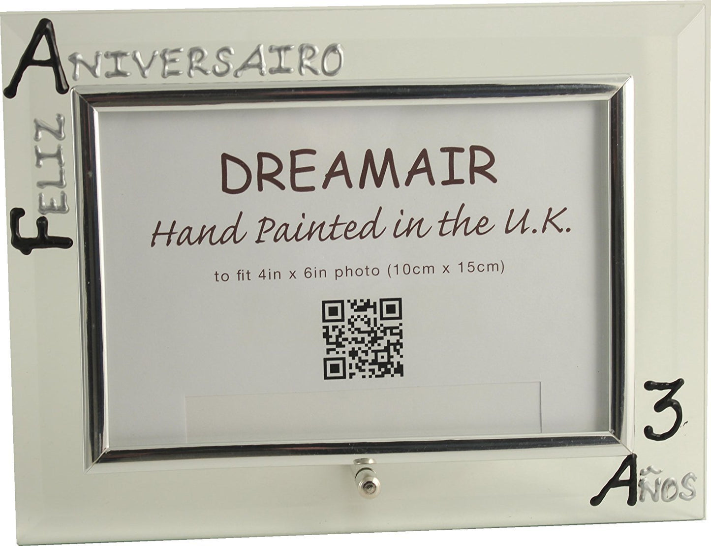 Marco de Foto de paisaje Feliz Aniversario 3 Aí±os - 3rd Wedding Anniversary Photo Frame Land (Blk/Sil)