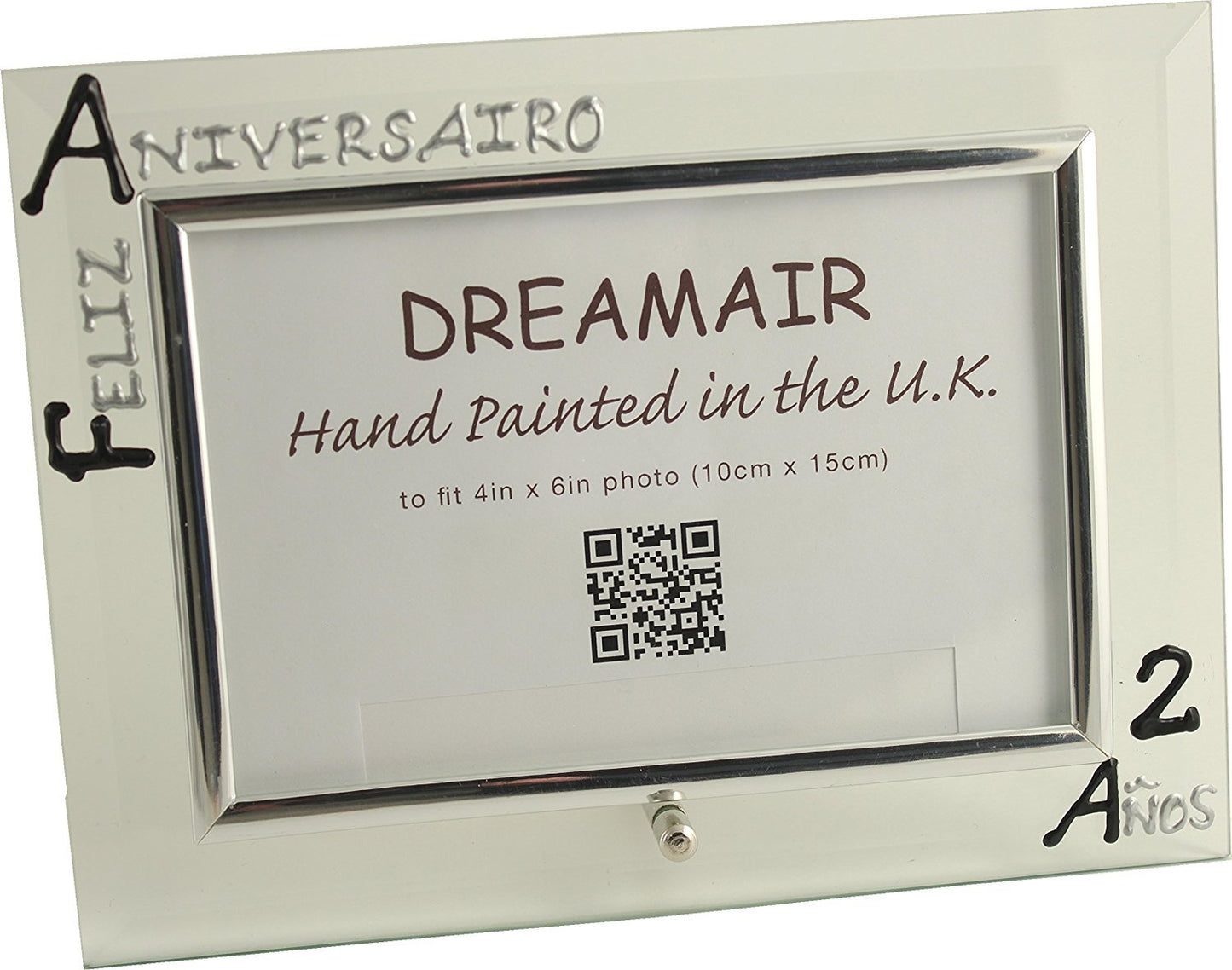 Marco de Foto de paisaje Feliz Aniversario 2 Aí±os - 2nd Wedding Anniversary Photo Frame Land (Blk/Sil)
