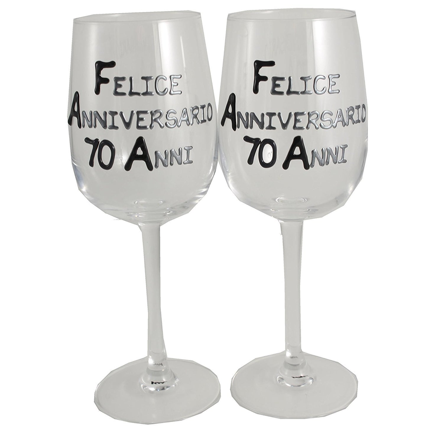 Coppia di bicchieri da vino 70ŒÁ Anniversario - 70th Anniversary Pair of Wine Glasses (Blk/Sil)