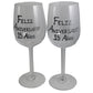 Un par de Copas de Vino Feliz Aniversario 15 Aí±os - 15th Wedding Anniversary Pair of Wine Glasses (Blk/Sil)