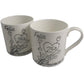 Par de China Tazas Feliz Aniversario 25 Aí±os - 25th Wedding Anniversary Pair of China Mugs  (Flower)