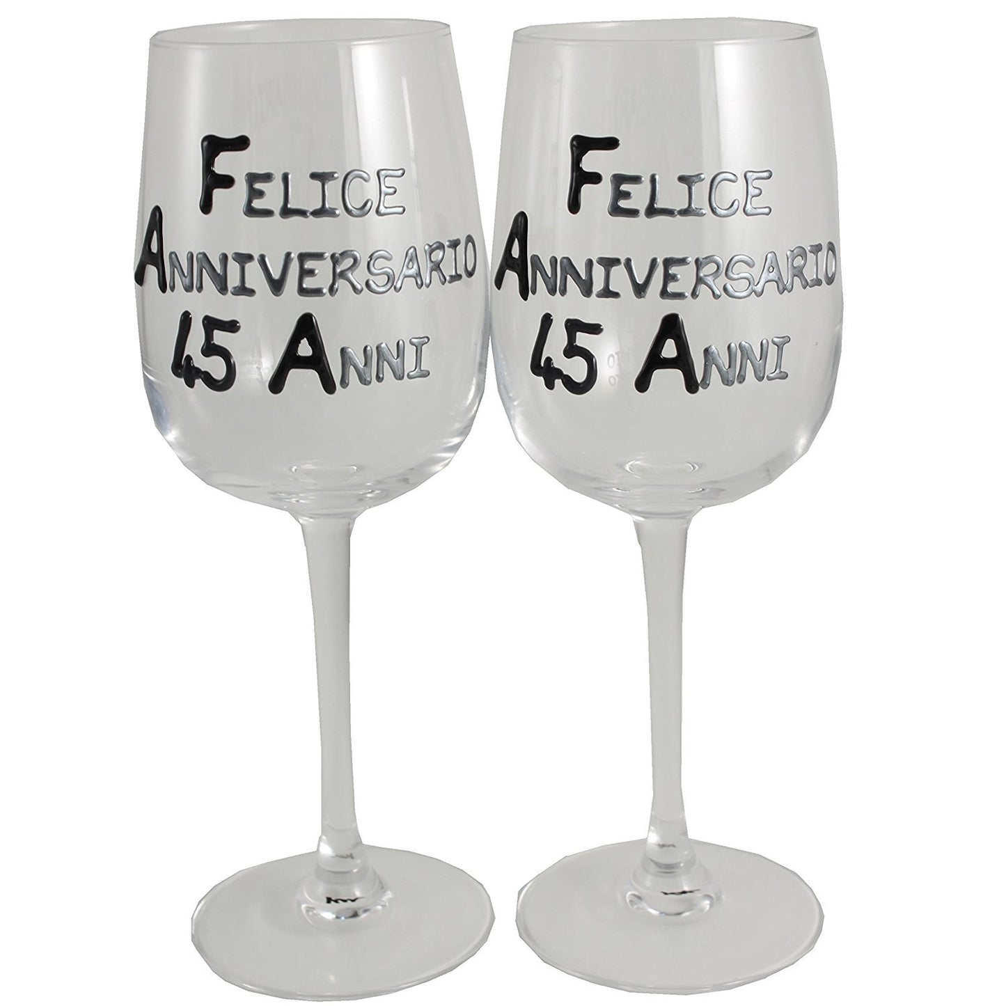 Coppia di bicchieri da vino 45ŒÁ Anniversario - 45th Anniversary Pair of Wine Glasses (Blk/Sil)