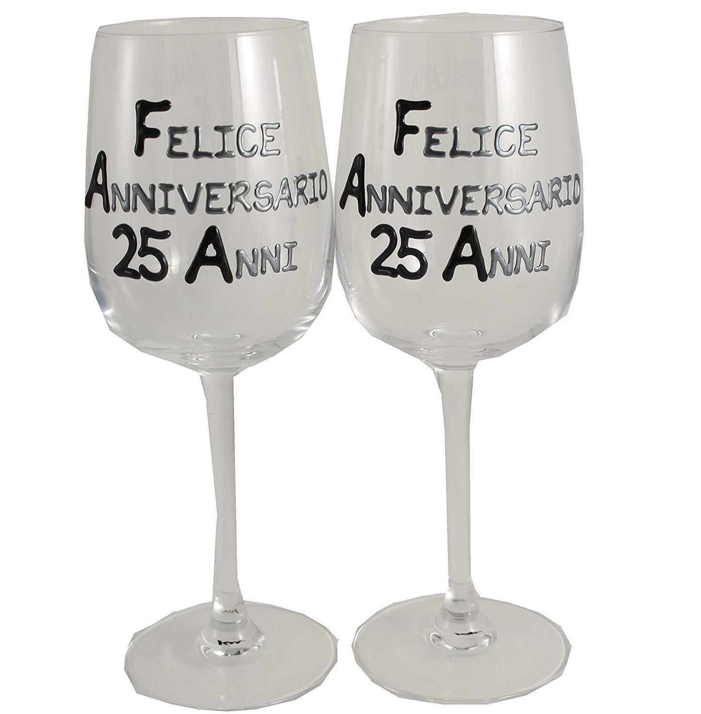 Coppia di bicchieri da vino 25ŒÁ Anniversario - 25th Anniversary Pair of Wine Glasses (Blk/Sil)