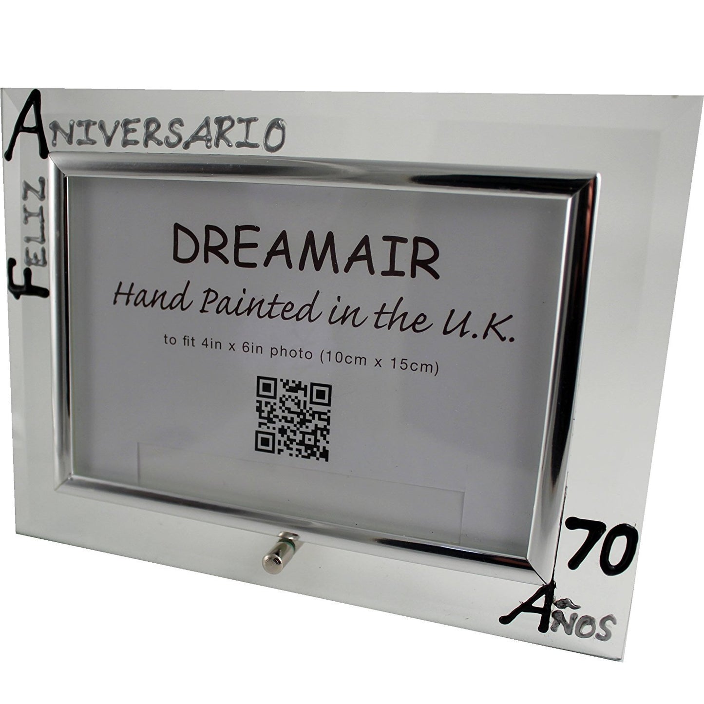 Marco de Foto de paisaje Feliz Aniversario 70 Aí±os - 70th Wedding Anniversary Photo Frame Land (Blk/Sil)