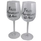 Un par de Copas de Vino Feliz Aniversario 40 Aí±os - 40th Wedding Anniversary Pair of Wine Glasses (Blk/Sil)