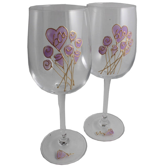 Un par de Copas de Vino Feliz Aniversario 60 Aí±os - 60th Wedding Anniversary Pair of Wine Glasses (Flower)