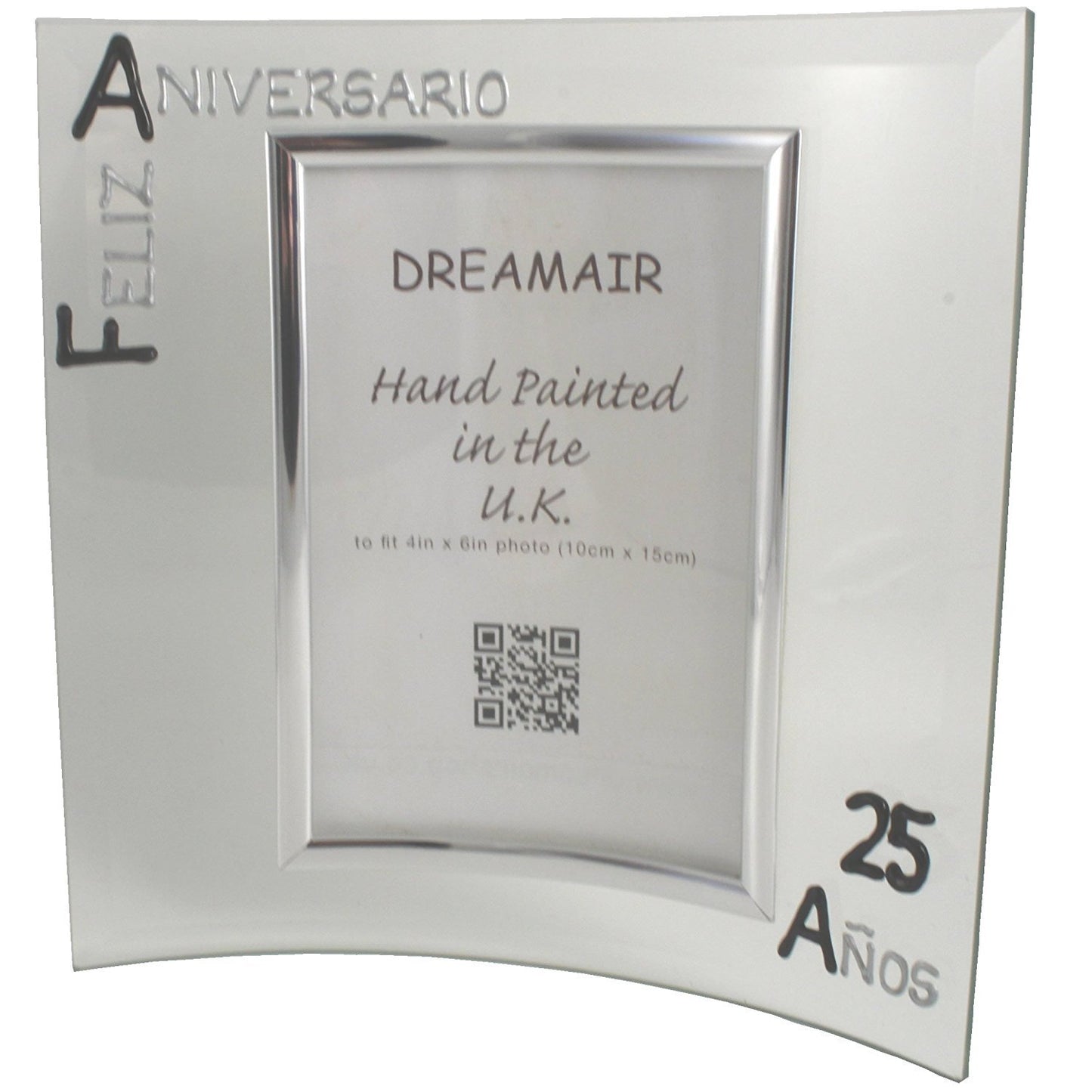 Marco de Foto de retrato Feliz Aniversario 25 Aí±os - 25th Wedding Anniversary Photo Frame Port (Blk/Sil)