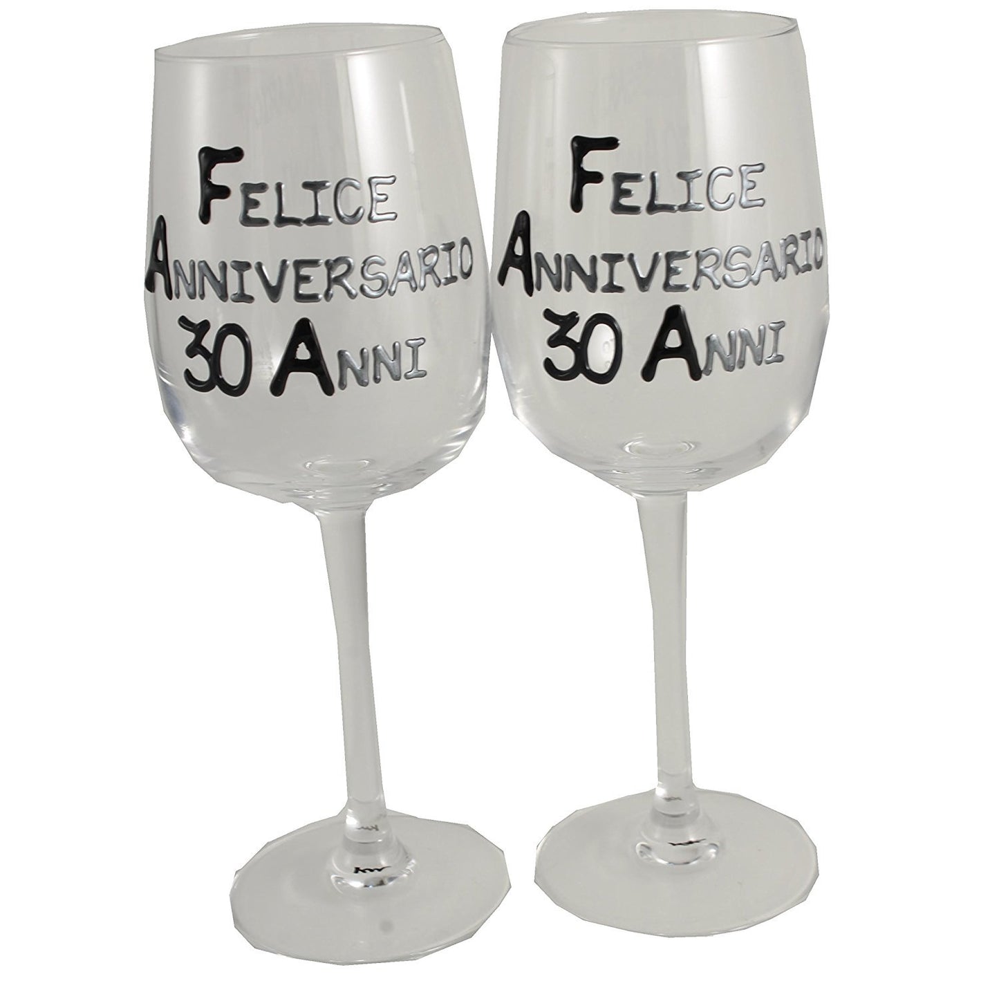 Coppia di bicchieri da vino 30ŒÁ Anniversario - 30th Anniversary Pair of Wine Glasses (Blk/Sil)