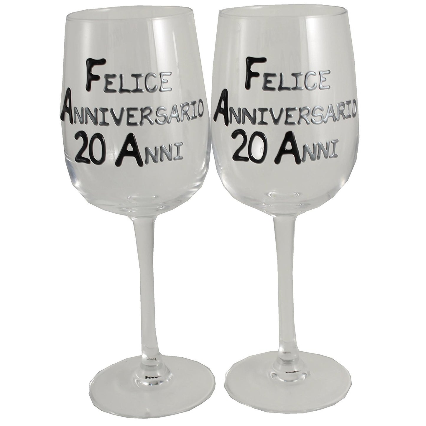 Coppia di bicchieri da vino 20ŒÁ Anniversario - 20th Anniversary Pair of Wine Glasses (Blk/Sil)