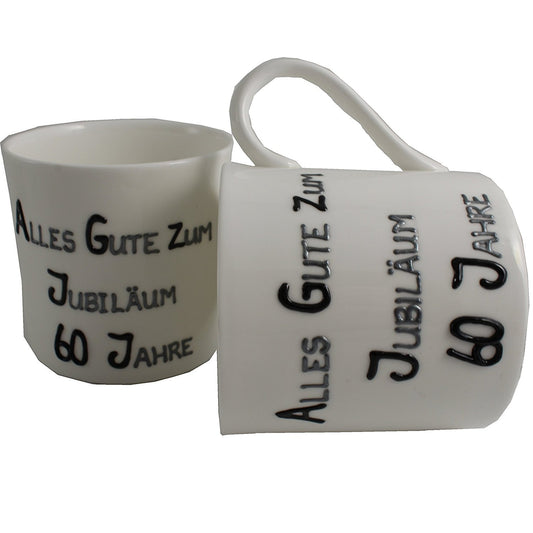 60 Jahre Alles Gute Zum Jubilí_um Paar Feines Bone China Becher - 60th Wedding Anniversary Fine Bone China Mugs (Blk/Sil)