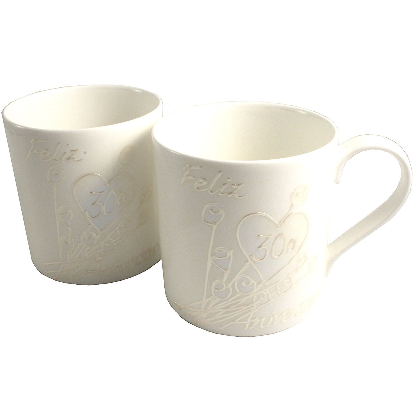 Par de China Tazas Feliz Aniversario 30 Aí±os - 30th Wedding Anniversary Pair of China Mugs  (Flower)