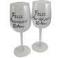 Un par de Copas de Vino Feliz Aniversario 10 Aí±os - 10th Wedding Anniversary Pair of Wine Glasses (Blk/Sil)