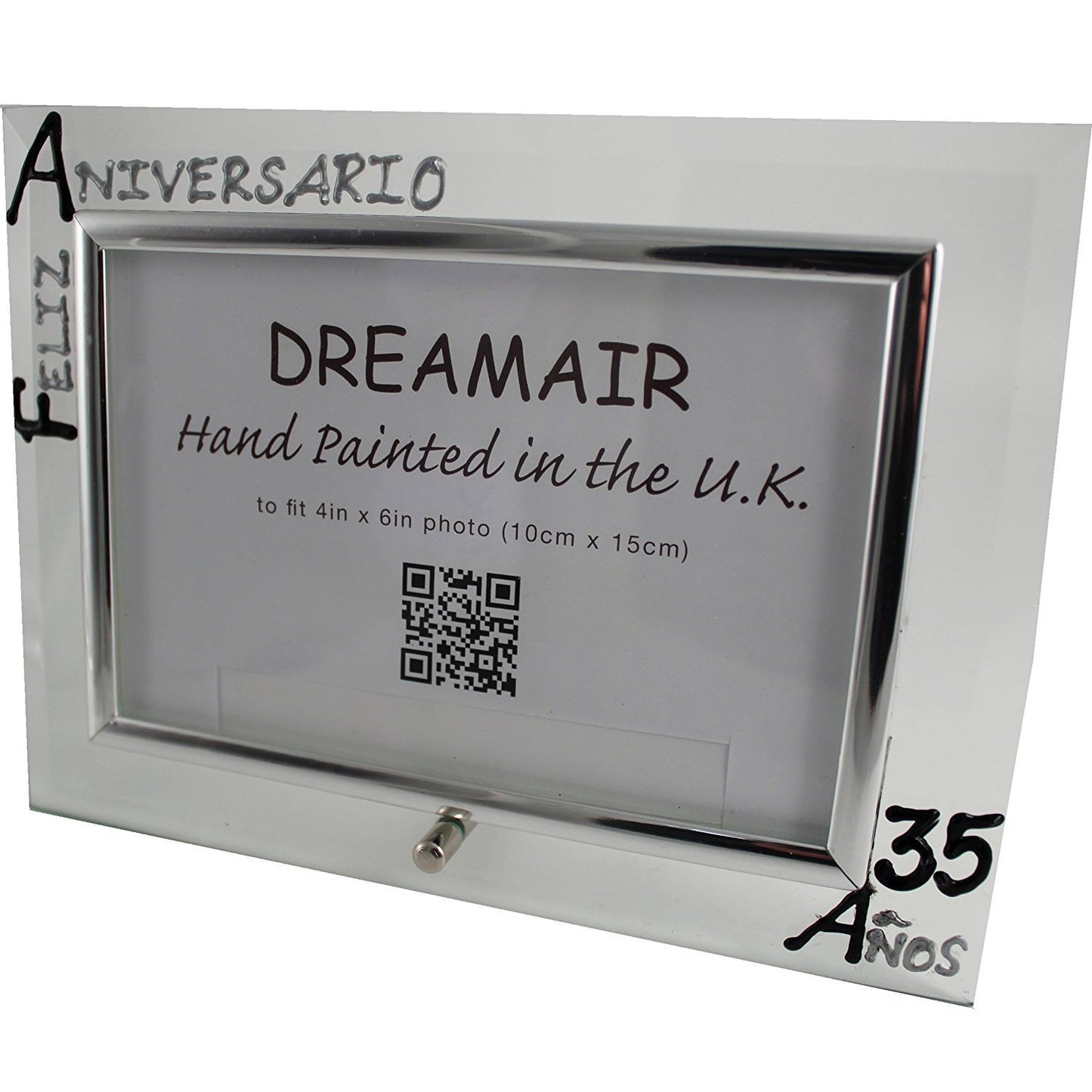Marco de Foto de paisaje Feliz Aniversario 35 Aí±os - 35th Wedding Anniversary Photo Frame Land (Blk/Sil)