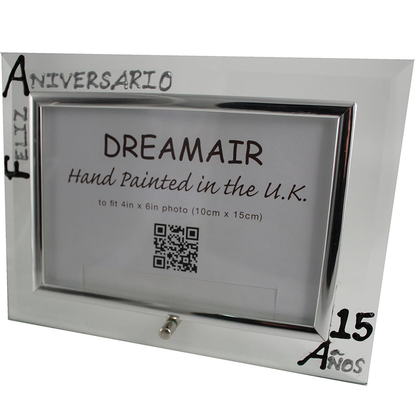 Marco de Foto de paisaje Feliz Aniversario 15 Aí±os - 15th Wedding Anniversary Photo Frame Land (Blk/Sil)