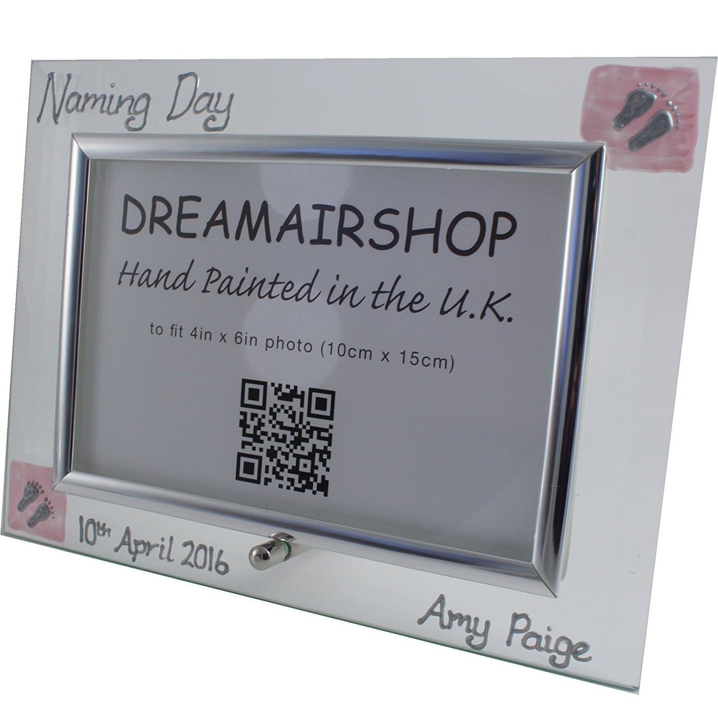 Personalised Naming Day Photo Frame Land (Pink Feet)