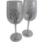 Un par de Copas de Vino Feliz Aniversario 25 Aí±os - 25th Wedding Anniversary Pair of Wine Glasses (Flower)