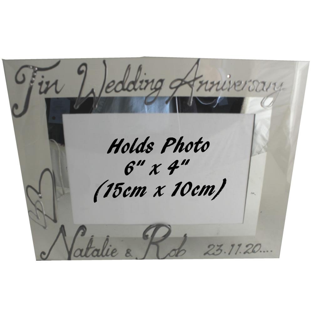 Personalised Tin (10th) Wedding Anniversary Photo Frame Land Milestone