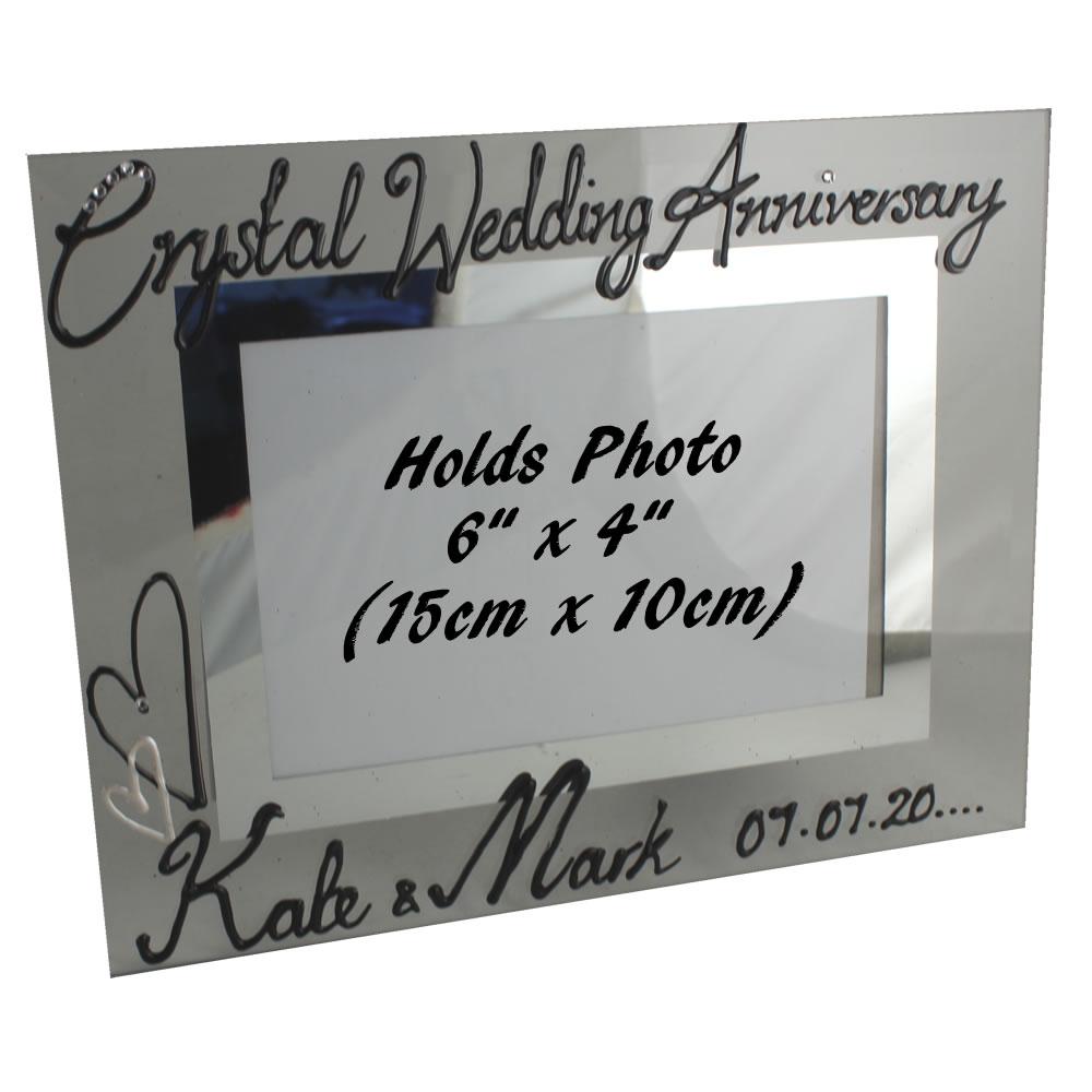 Personalised Crystal (15th) Wedding Anniversary Photo: Frame Landscape (Milestone)