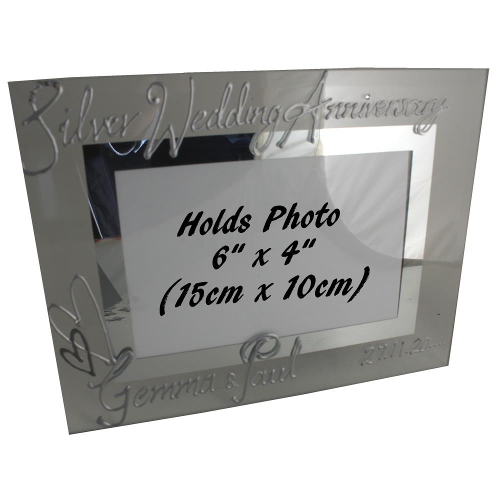 Personalised Silver (25th) Wedding Anniversary Photo: Frame Landscape (Milestone)