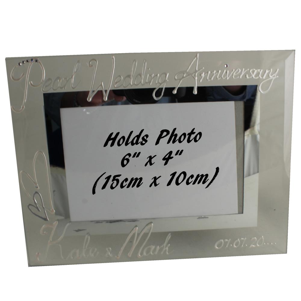 Personalised Pearl (30th) Wedding Anniversary Photo: Frame Landscape (Milestone)