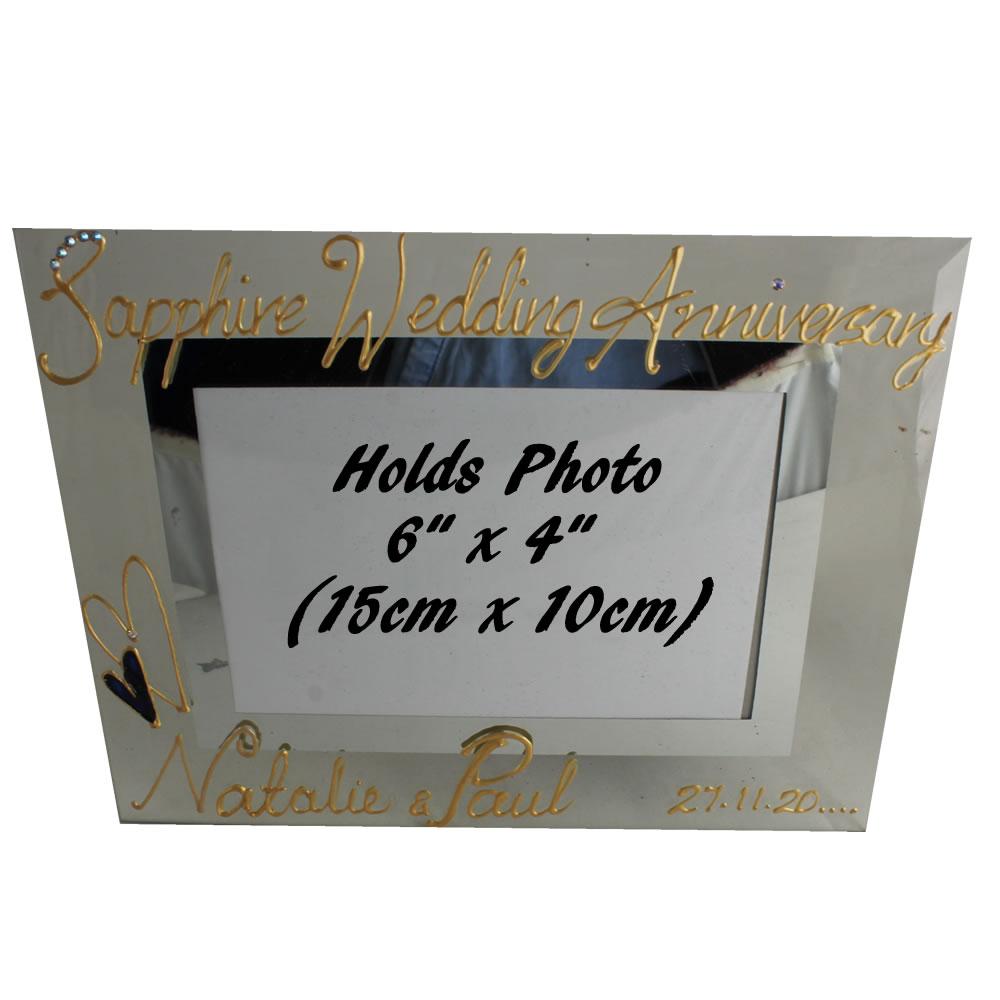 Personalised Sapphire (45th) Wedding Anniversary Photo: Frame Landscape (Milestone)